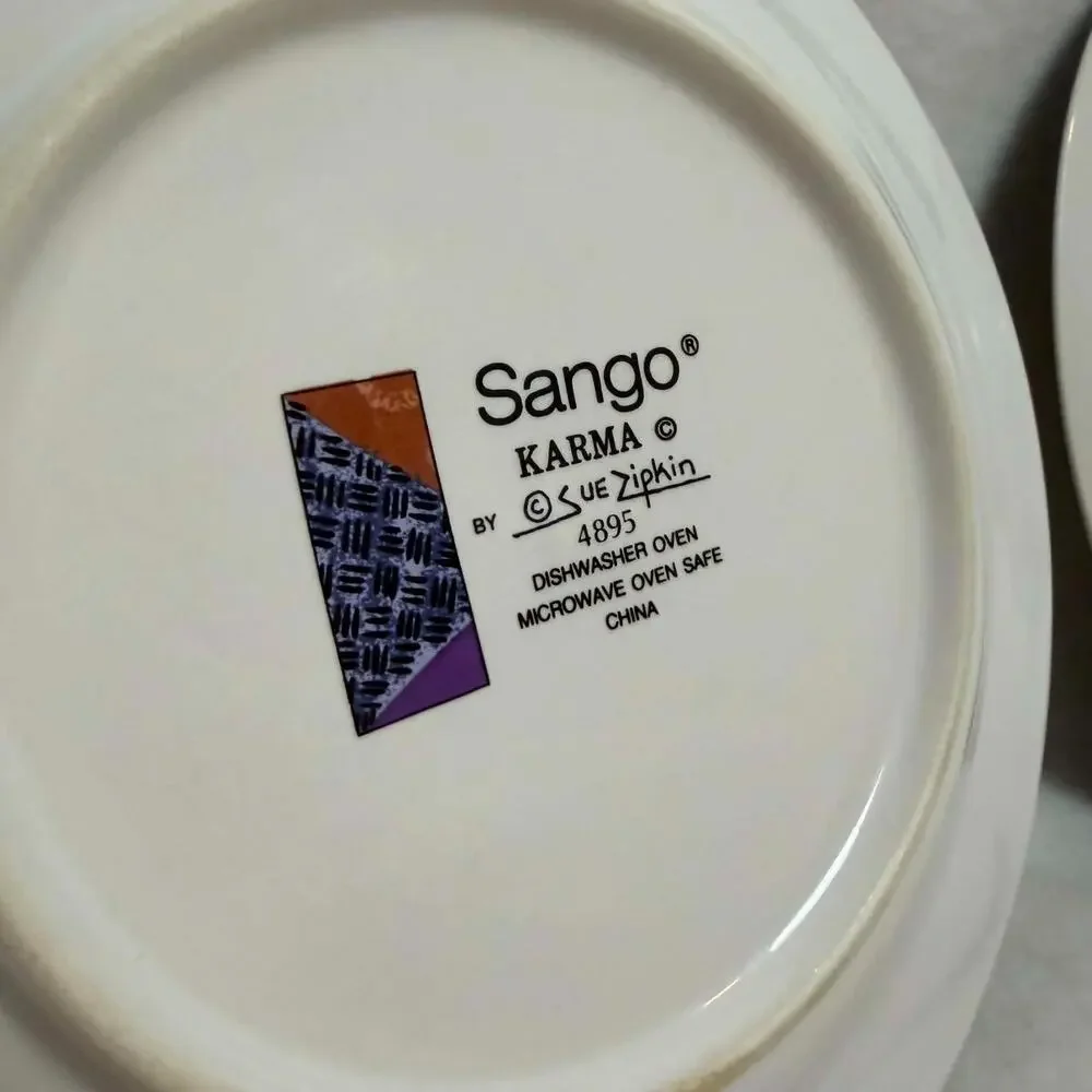 Vintage Sango Karma Pattern #4895 Dessert/Salad Plates Set of 3 MCM Geometric